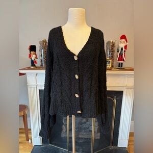 0116 - POL Black Button-Up Cardigan